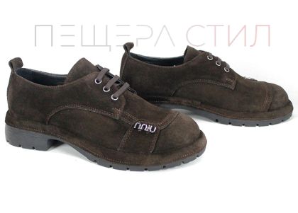 Pantofi damă Alma Walk din velur natural maro închis cu talpă ușoară