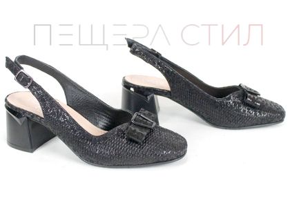 Sandale damă Riva Plain din piele naturală cu călcâi deschis și toc lat