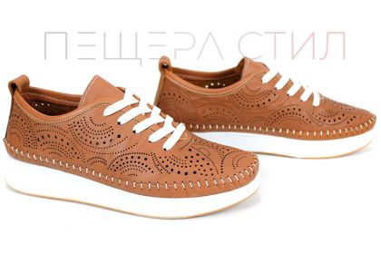 Pantofi de vară pentru femei Luna Soft din piele naturală maro deschis