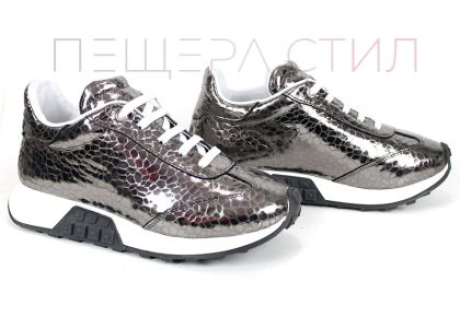 Pantofi sport damă Sunny Pace din piele naturală platinată