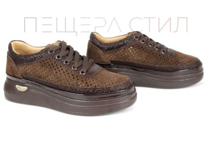 Pantofi de damă Bella Form din piele întoarsă perforată