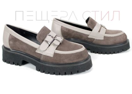 mocasini damă velur natural piele vizon Elara Form