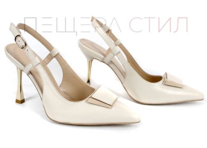 sandale dama elegante Velora Muse piele naturala crem