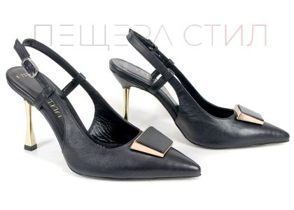 sandale dama elegante Velora Muse piele naturala neagra