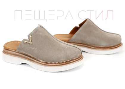 Sabot Velvet Step – velur natural, nuanță vizon elegant