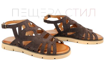 sandale dama joase velur maro inchis