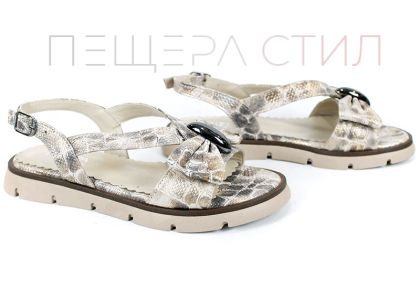 Amara Velle – sandale dama joase din piele naturală cu imprimeu snake bej