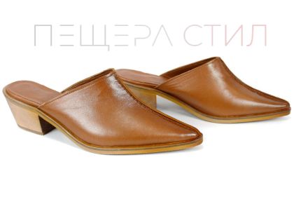 Meliora Grace – sabo damă din piele naturală maro caramel cu design elegant