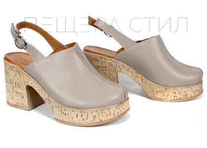 Zarela Touch – sabo damă pe platformă din piele naturală culoare vizon, stil modern