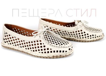 mocasini damă piele naturală bej