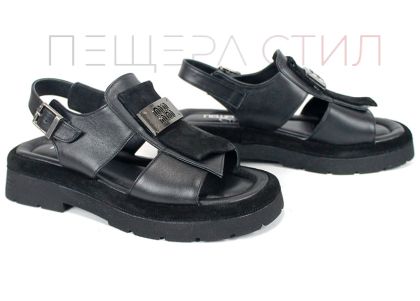 Sorella Vanta – sandale damă din piele naturală neagră cu talpă masivă