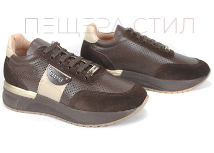 Sneakers damă din piele naturală și velur – model Bruna Forte