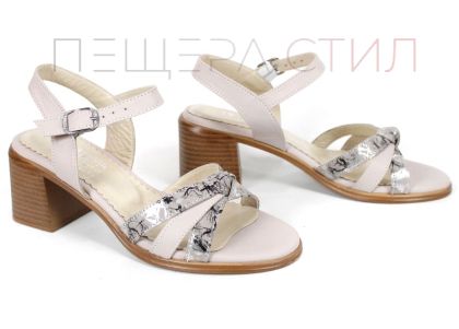 Serina Voss – sandale elegante damă din piele naturală mov pal cu toc