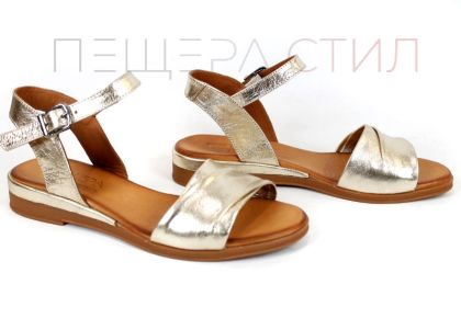 Nerelle Vita – sandale damă din piele naturală aurie cu talpă joasă