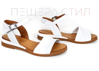 Nerelle Vita – sandale dama cu talpă joasă din piele naturală albă cu design minimalist de vară