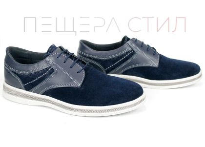 Montero Vail – pantofi casual bărbați din piele naturală și velur albastru