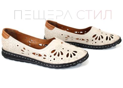 Elena Cruzado – pantofi damă de vară din piele naturală bej, talpă cusută și branț moale