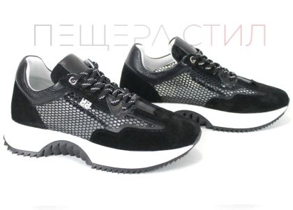 Marielle Voss – sneakers dama respirabili cu mesh și velur negri
