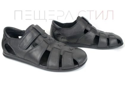 Vento Nero – sandale bărbătești din piele naturală cu închidere velcro