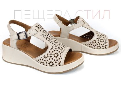 Valena Dore – sandale dama din piele naturală în nuanță soft nude cu platformă joasă și design confortabil
