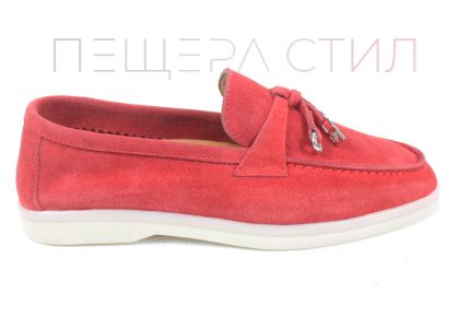 Women's Genuine Suede Loafers in Red – Vero Lume