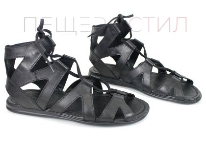 Model Cezar – sandale bărbați tip gladiator din piele naturală neagră