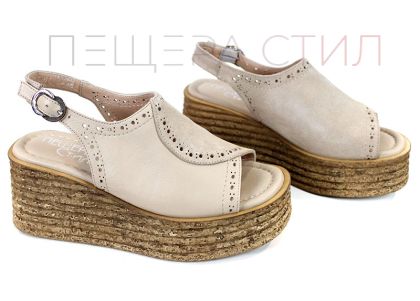Solena Vire – sandale damă cu platformă din piele naturală bej