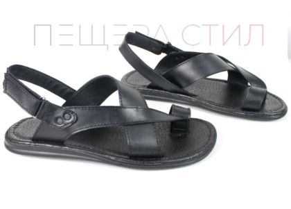 Sandale bărbătești negre Raven Stride din piele naturală cu design deschis
