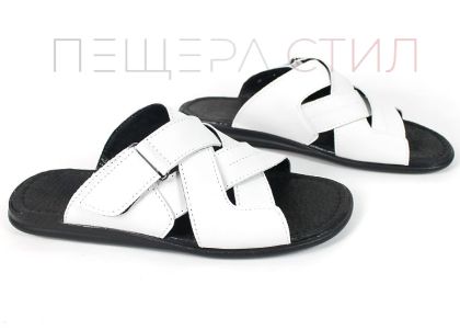Nero Flexo – papuci pentru bărbați din piele naturală, alb