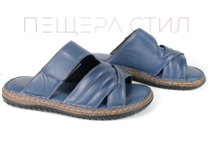 Diego Navarro papuci bărbătești din piele naturală albastru denim