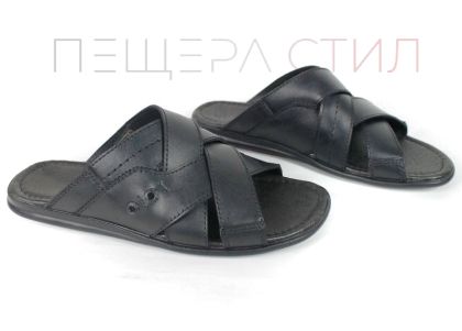 Vero Lume – papuci bărbătești din piele naturală neagră