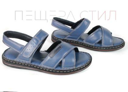 Notte Classico – Sandale bărbătești confortabile din piele naturală albastru denim