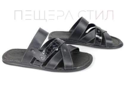 Papuci bărbătești Rustic Trail din piele naturală cu inserție croco