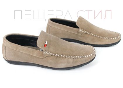 Miro Classico – Mocasini bărbătești din piele naturală velur maro nisipiu