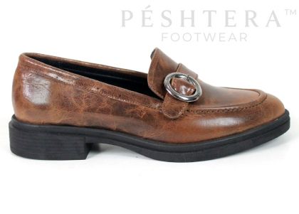 Women's Leather Loafers Isabella Romano in Light Cognac Mélange