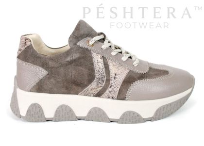 Gabriella Conti sneakers de damă din piele întoarsă și piele naturală culoare taupe.