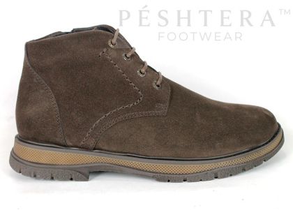 Ghete chukka Lorenzo Vidal pentru bărbați din piele întoarsă naturală maro închis
