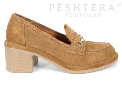 Mocasini de damă Valentina Ricci din piele întoarsă naturală maro deschis