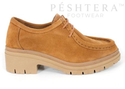 Mocasini de damă Francesca Morelli din piele întoarsă naturală maro deschis