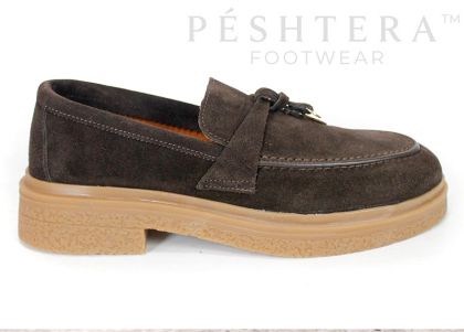 Serena Bellucci women's loafers in genuine dark brown suede