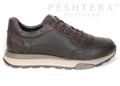 Enzo Carletti – sneakers pentru bărbați din piele naturală granulată maro închis