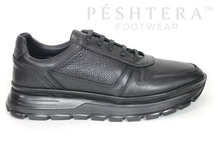 Stefano Valenti – sneakers pentru bărbați din piele naturală netedă și granulată neagră