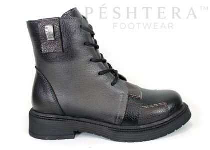 Gianna Moretti – Women's Winter Boots in Black Genuine Leather with Contrasting Accents