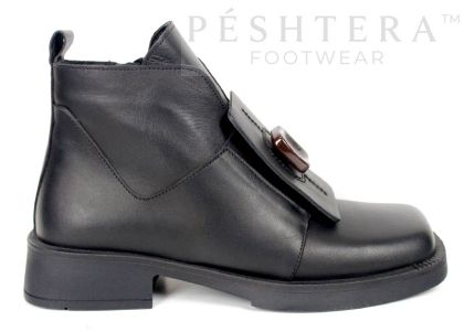 Botine extravagante de damă Isabella Montieri din piele naturală neagră