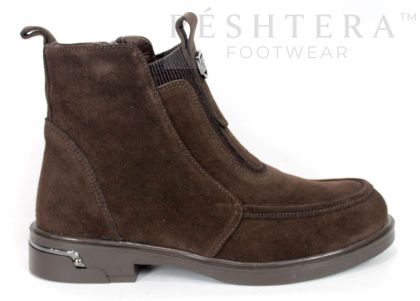 Emilia Soriano – Women's Dark Brown Genuine Suede Ankle Boots