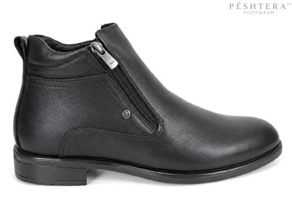 Alessandro Ferretti Men's Black Genuine Leather Dress Ankle Boots with Dual Zippers and Warm Lining – PESHTERA™
