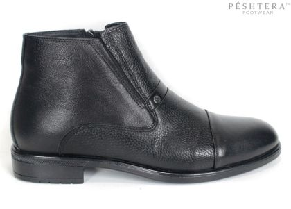 Leonardo Ferrante – Men's Elegant Black Ankle Boots in Smooth and Textured Genuine Leather