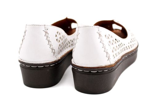 Pantofi de vara de dama din piele naturala alb 3141-1 B