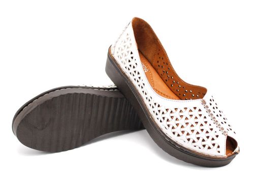 Pantofi de vara de dama din piele naturala alb 3141-1 B
