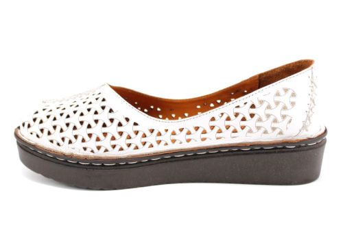 Pantofi de vara de dama din piele naturala alb 3141-1 B